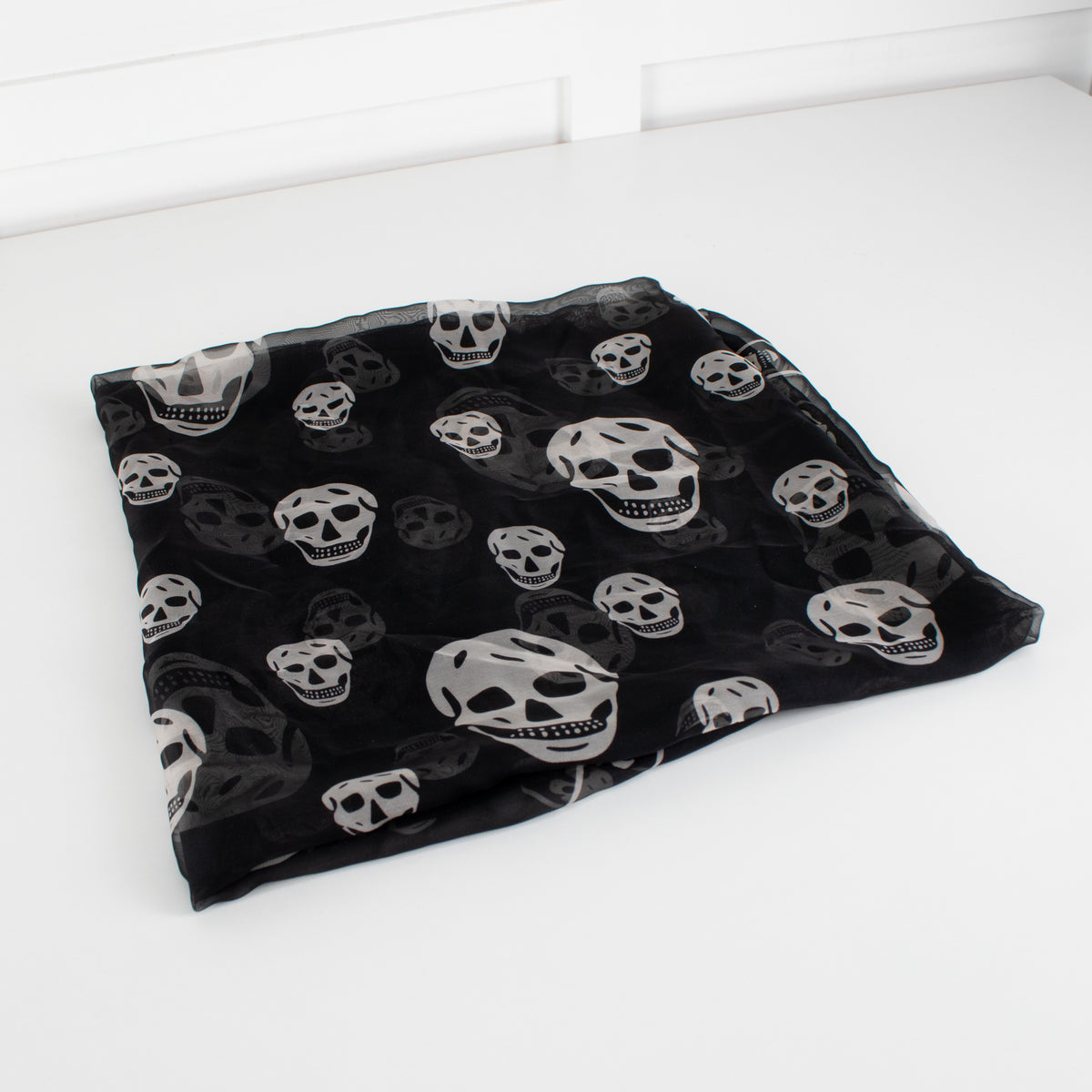 Alexander McQueen Black and White Skull Print Scarf