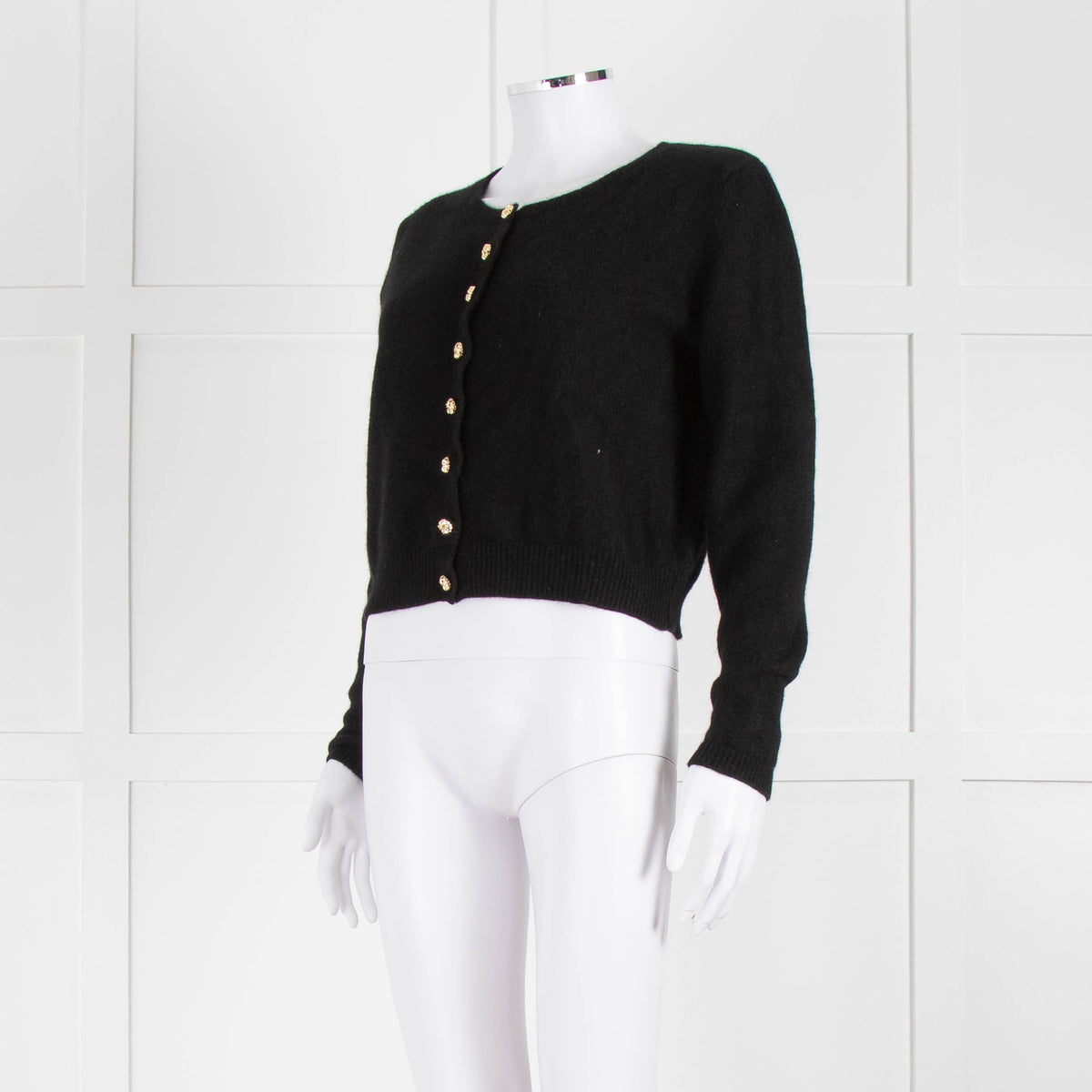 Reformation Black Cashmere Cardigan With Gold Buttons