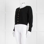 Reformation Black Cashmere Cardigan With Gold Buttons
