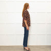WYSE Black Multi Coloured Flower Print  Pink Edging Top