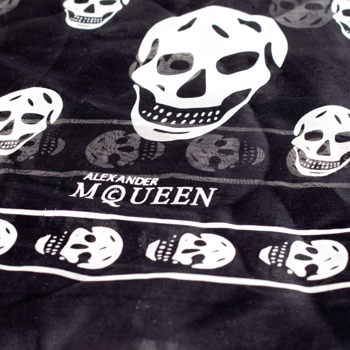 Alexander McQueen Black and White Skull Print Scarf