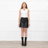Diane Von Furstenberg Black Leather Britt Skirt