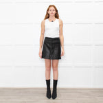 Diane Von Furstenberg Black Leather Britt Skirt