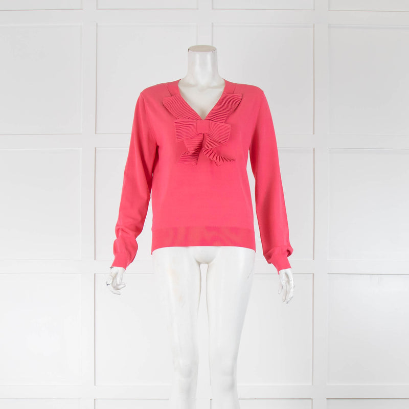 Boutique Moschino Pink Pleated Bow Front Jumper