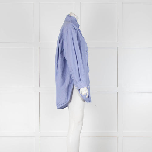 Sandro Blue Frill Neck Shirt
