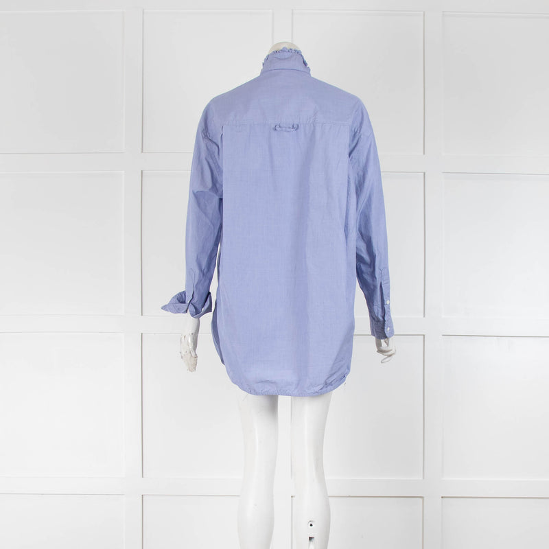 Sandro Blue Frill Neck Shirt