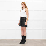 Diane Von Furstenberg Black Leather Britt Skirt