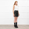 Diane Von Furstenberg Black Leather Britt Skirt