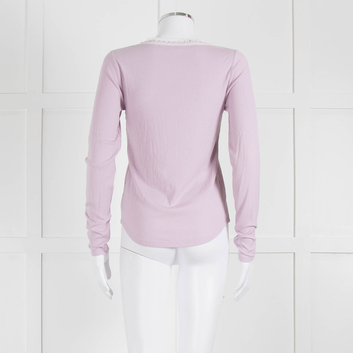 Wilfred Lilac Button Top With Ribbon Tie Neck
