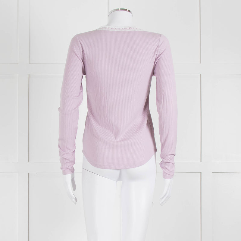 Wilfred Lilac Button Top With Ribbon Tie Neck