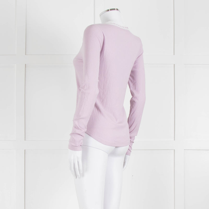 Wilfred Lilac Button Top With Ribbon Tie Neck