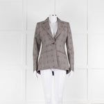 Altuzarra Grey Pink Check Floral Motif Blazer Jacket