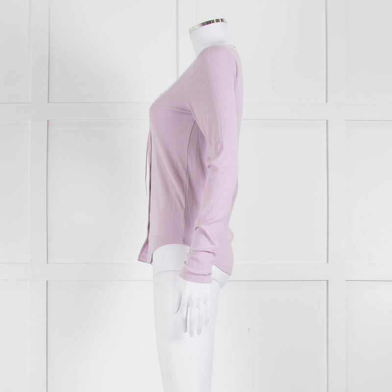 Wilfred Lilac Button Top With Ribbon Tie Neck
