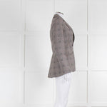 Altuzarra Grey Pink Check Floral Motif Blazer Jacket
