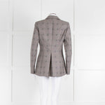 Altuzarra Grey Pink Check Floral Motif Blazer Jacket