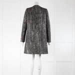 Goat Black White Tweed Collarless Coat