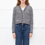 Anine Bing Gwen Black & Ivory Stripe Cardigan