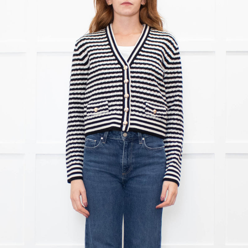 Anine Bing Gwen Black & Ivory Stripe Cardigan