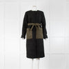 Stine Goya Black Teddy Coat With Green Pockets And Belt