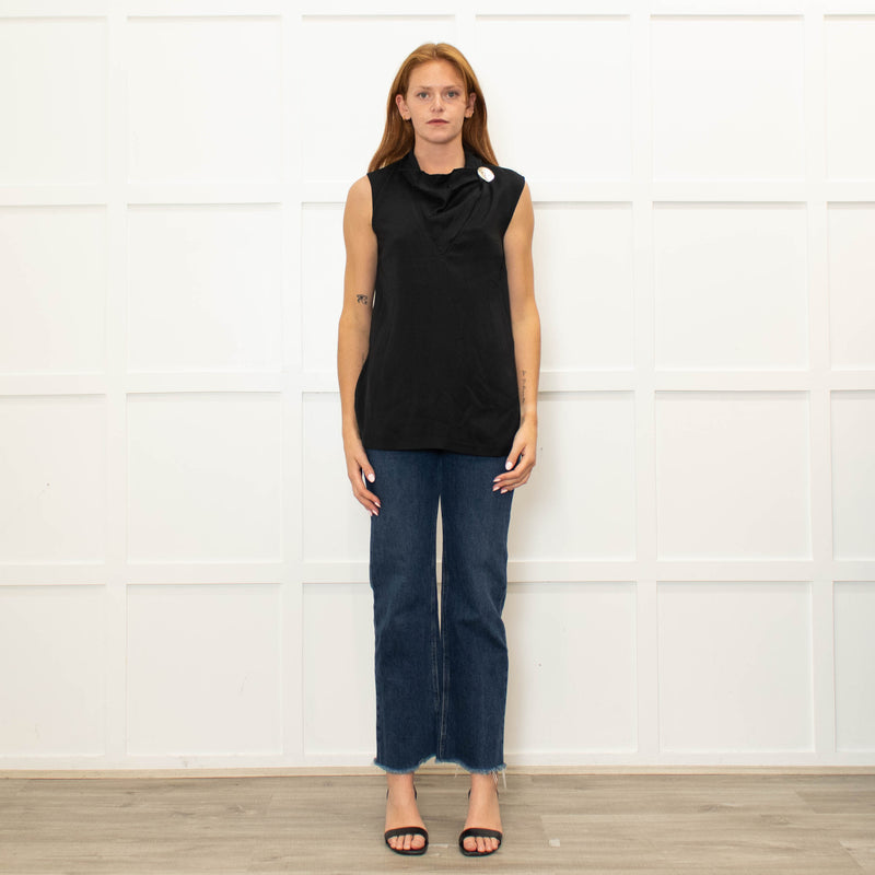 Joseph Black Silver Button Detail Sleeveless Top