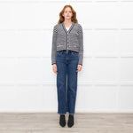 Anine Bing Gwen Black & Ivory Stripe Cardigan