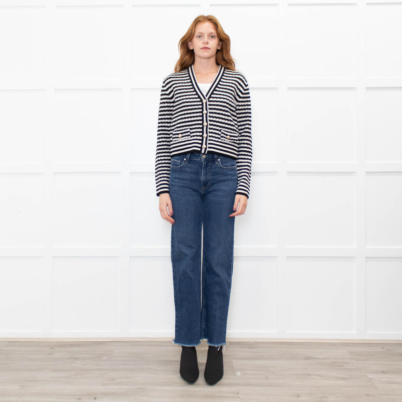 Anine Bing Gwen Black & Ivory Stripe Cardigan