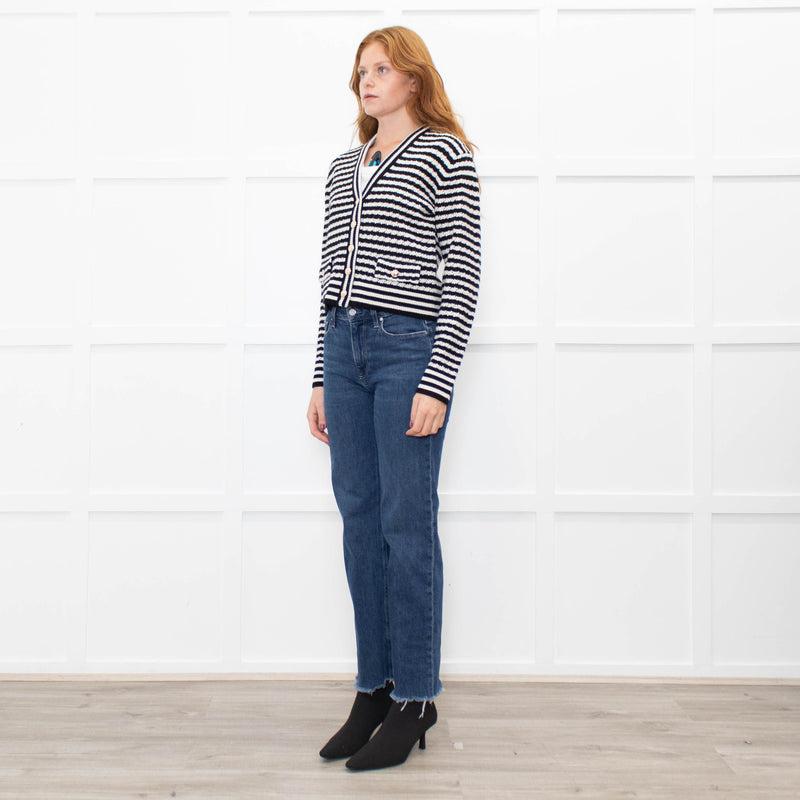 Anine Bing Gwen Black & Ivory Stripe Cardigan