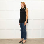 Joseph Black Silver Button Detail Sleeveless Top