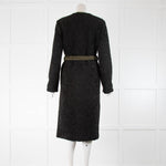 Stine Goya Black Teddy Coat With Green Pockets And Belt