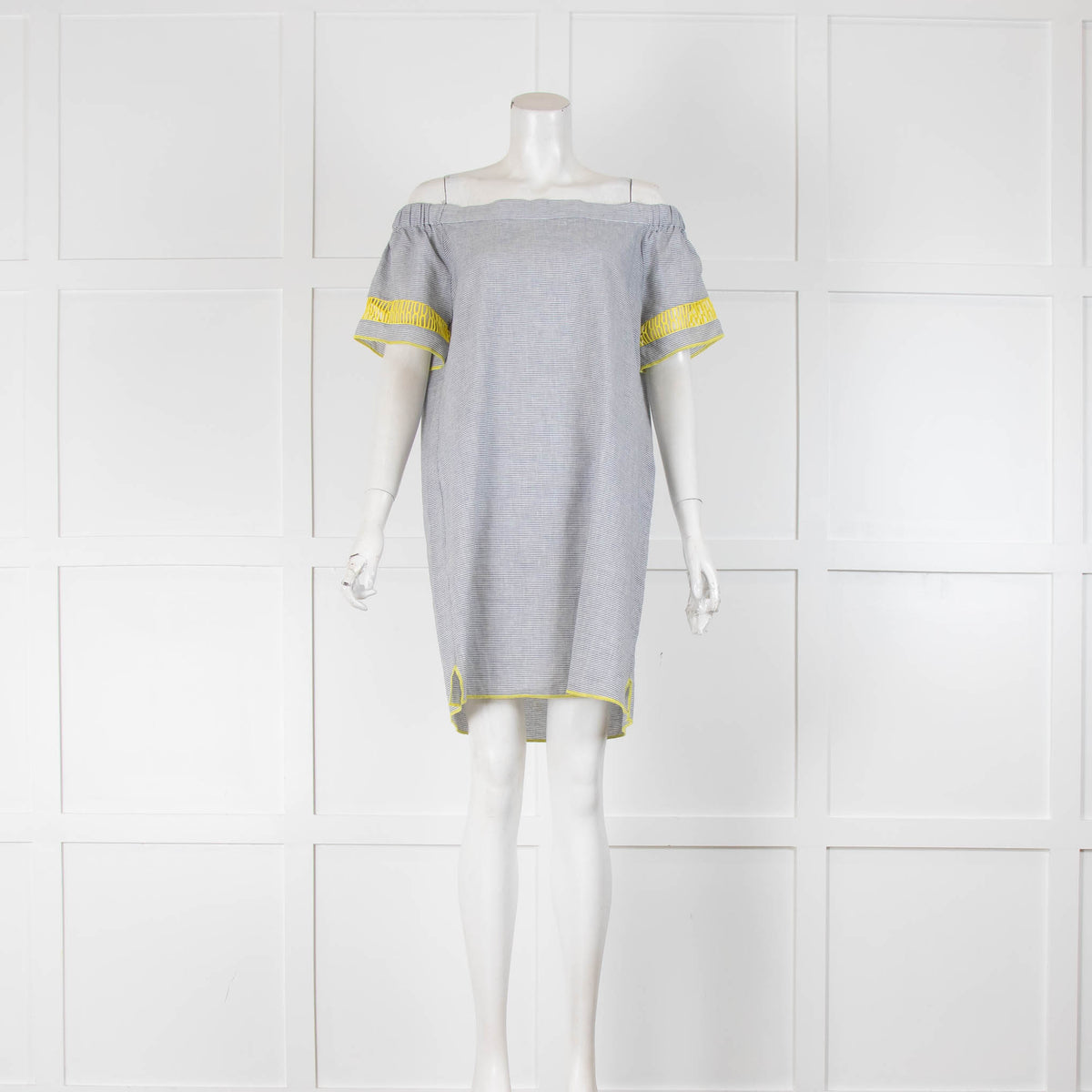 Charli Striped Beach Dress With Yellow Detail Sleeve