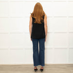 Joseph Black Silver Button Detail Sleeveless Top
