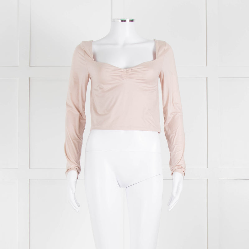Sunday Best Pink Long Sleeve Ruched Center Top