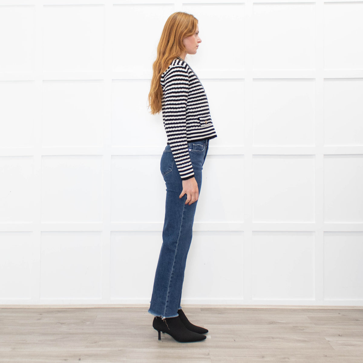 Anine Bing Gwen Black & Ivory Stripe Cardigan