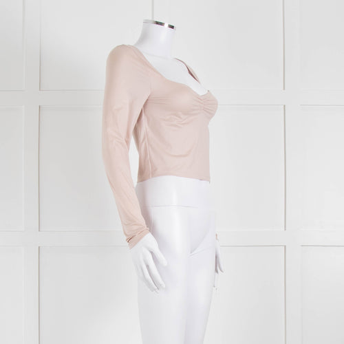 Sunday Best Pink Long Sleeve Ruched Center Top