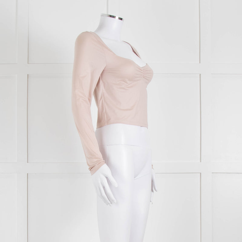 Sunday Best Pink Long Sleeve Ruched Center Top