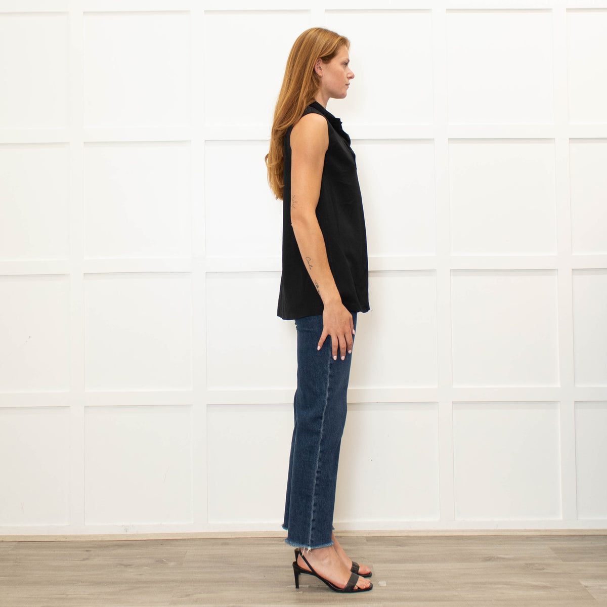 Joseph Black Silver Button Detail Sleeveless Top