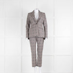 Altuzarra Grey Pink Check Floral Motif Blazer Jacket