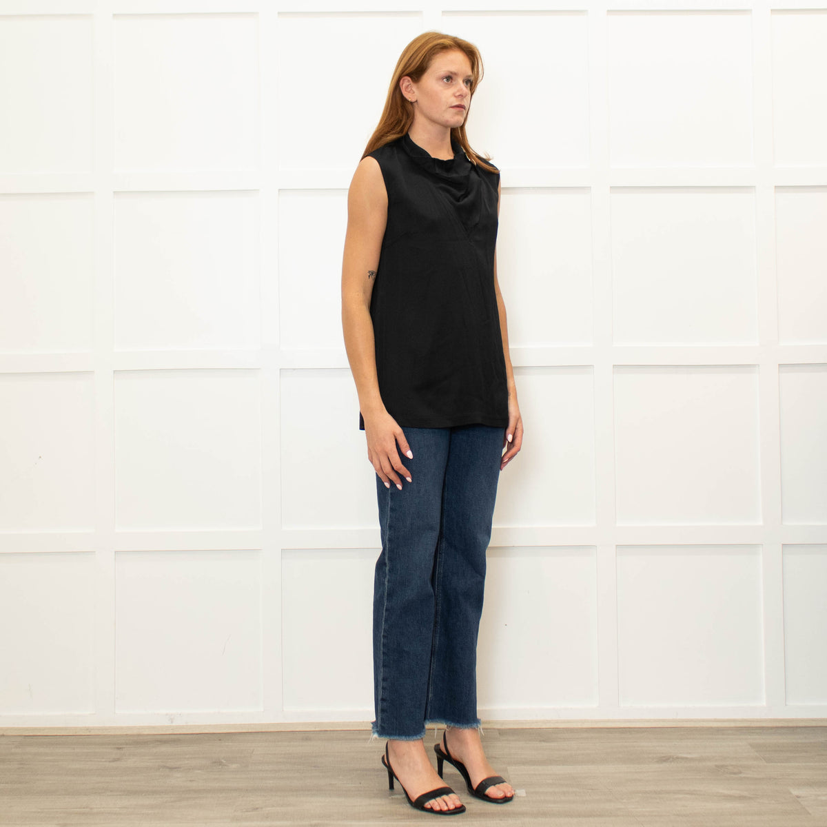 Joseph Black Silver Button Detail Sleeveless Top