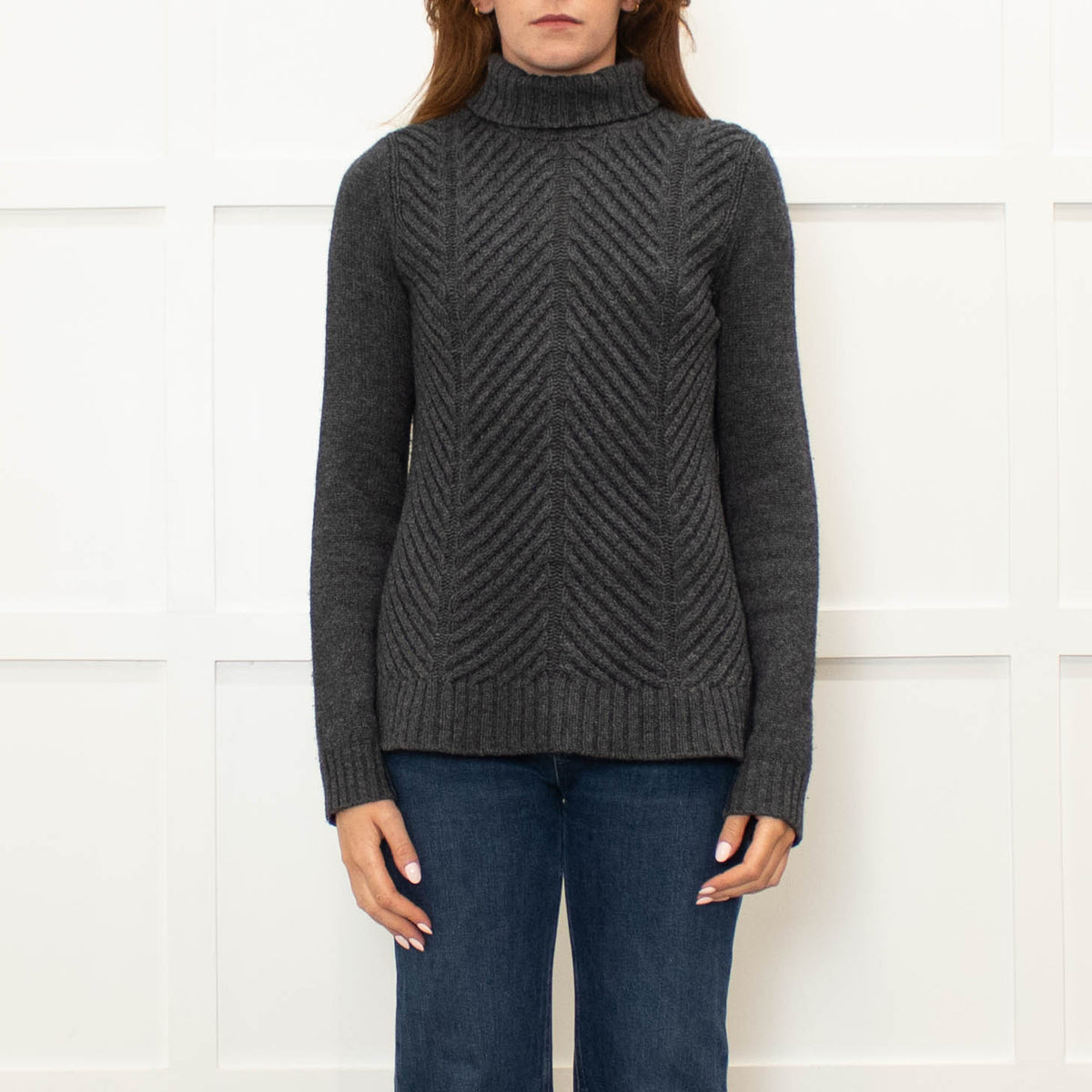 Vince Grey Ribbed Wool Blend Rollneck