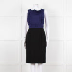 Fendi Black Blue Ruffle Shift Dress Gold Back Buttons