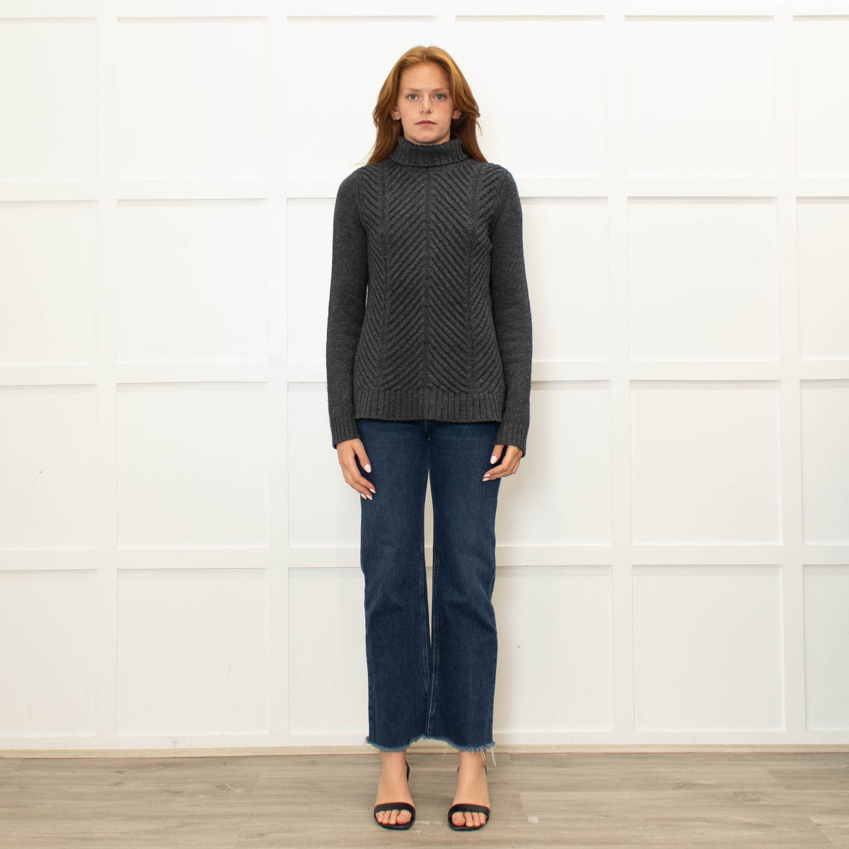 Vince Grey Ribbed Wool Blend Rollneck