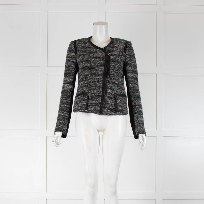 Rebecca Taylor Boucle Knit Zip Collarless Jacket