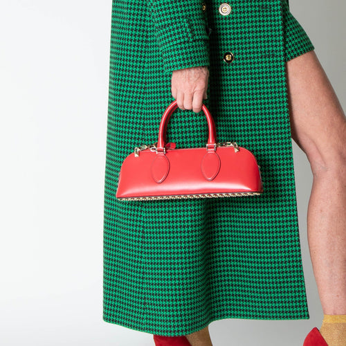 Valentino Garavani Red Leather Rockstud Duffle Bag