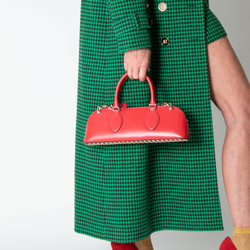 Valentino Garavani Red Leather Rockstud Duffle Bag