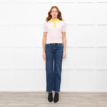 Tory Burch Pink & Yellow Shortsleeve Cotton Jumper