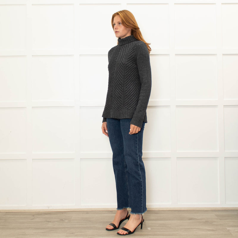 Vince Grey Ribbed Wool Blend Rollneck