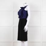 Fendi Black Blue Ruffle Shift Dress Gold Back Buttons