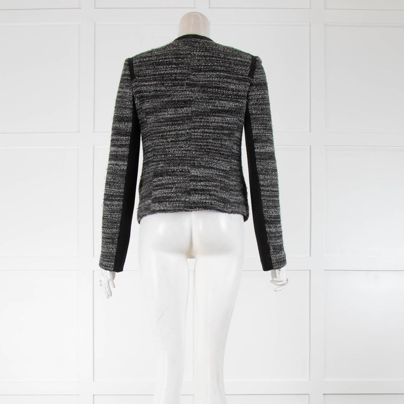Rebecca Taylor Boucle Knit Zip Collarless Jacket