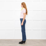 Tory Burch Pink & Yellow Shortsleeve Cotton Jumper