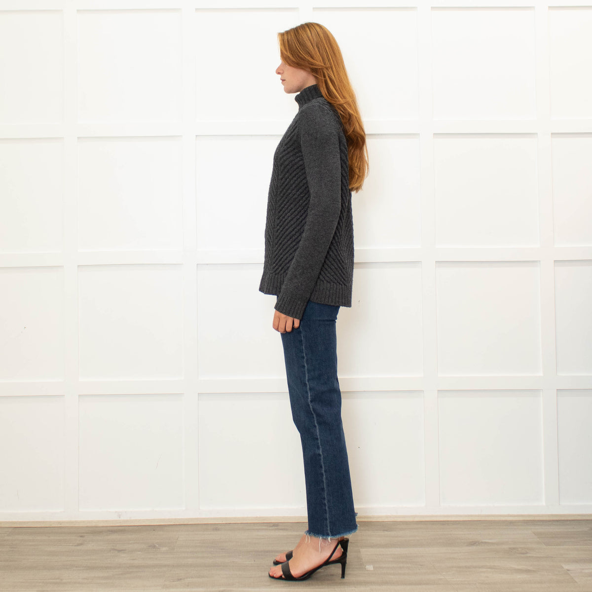 Vince Grey Ribbed Wool Blend Rollneck